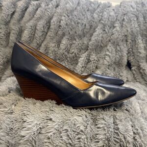 Franco Sarto Dark Blue Leather Wedges